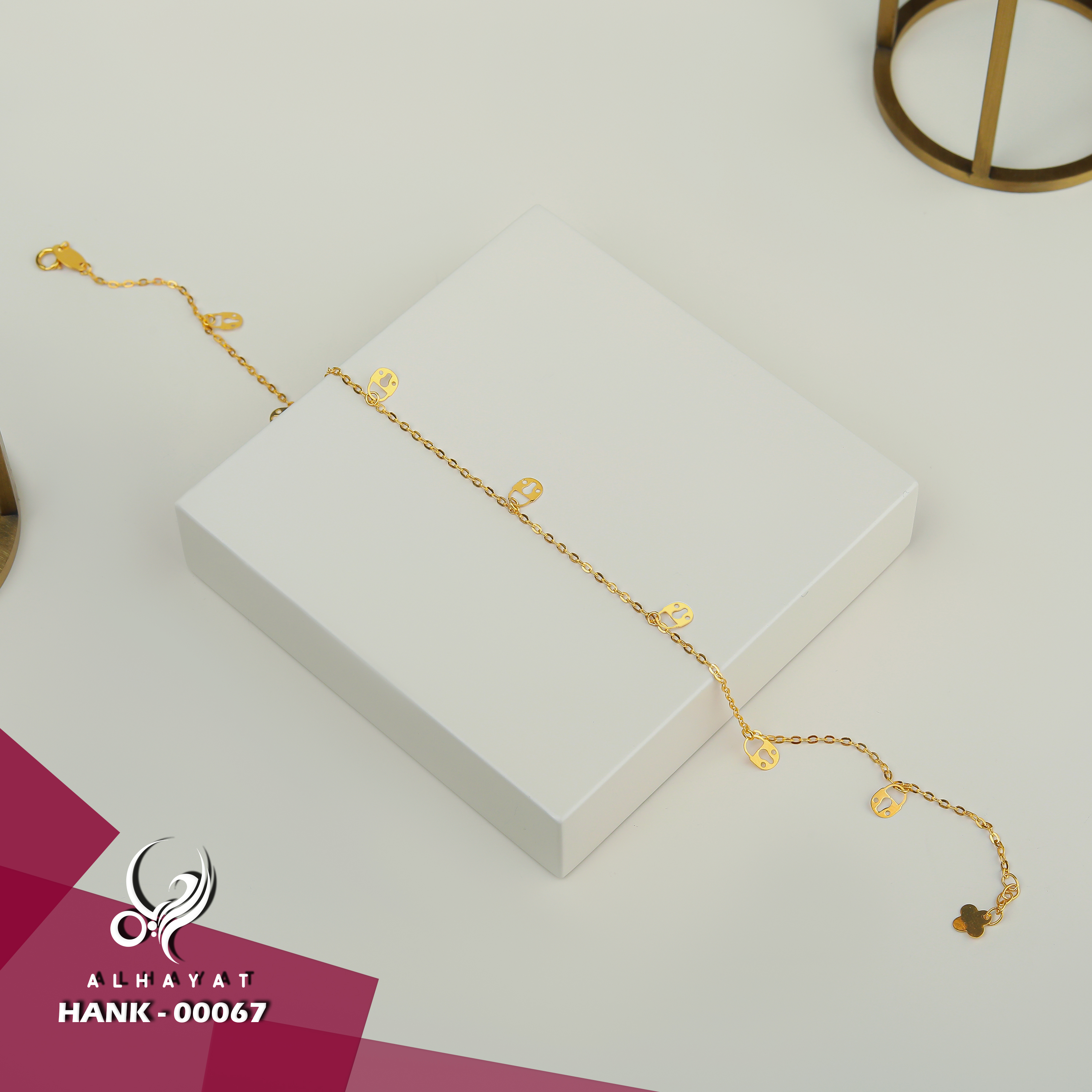 21 karat gold anklet, Turkish made - (H-0861)